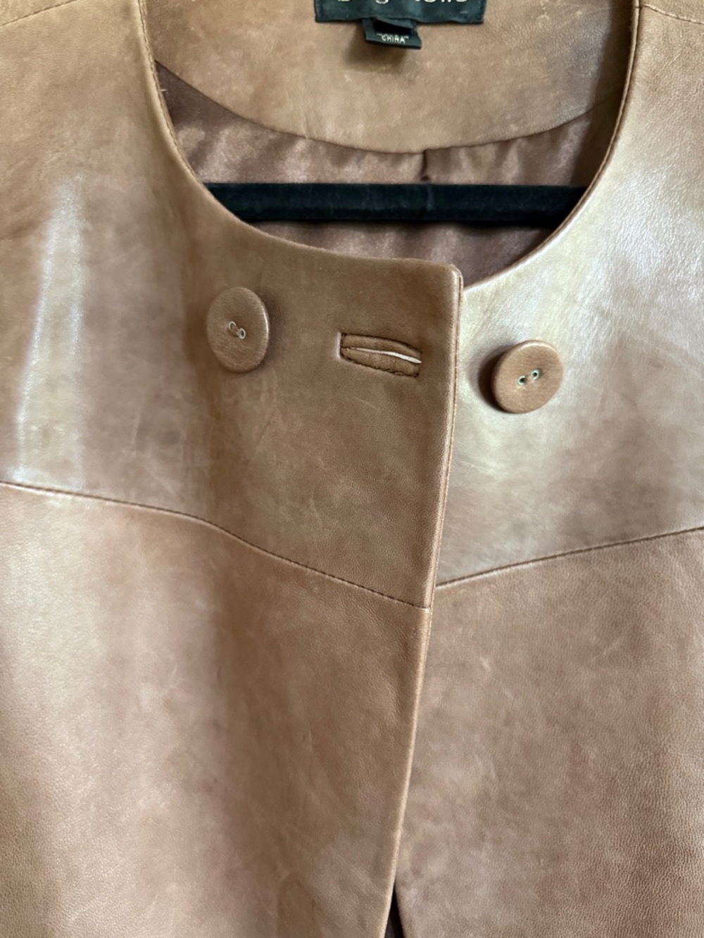 bagatelle Women's Brown Round-Neck Leather Jacket - Picture 2 of 12